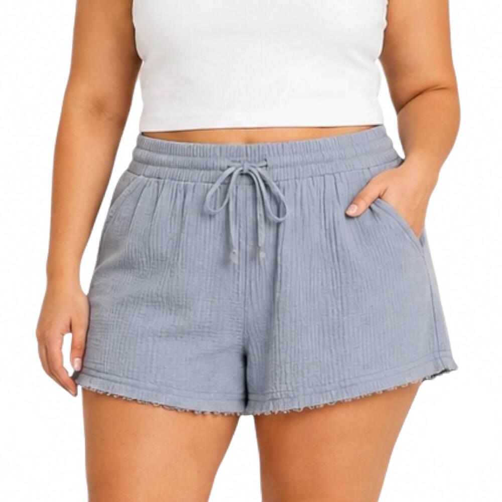 NEW HEYSON cotton gauze shorts - plus in dusty blue